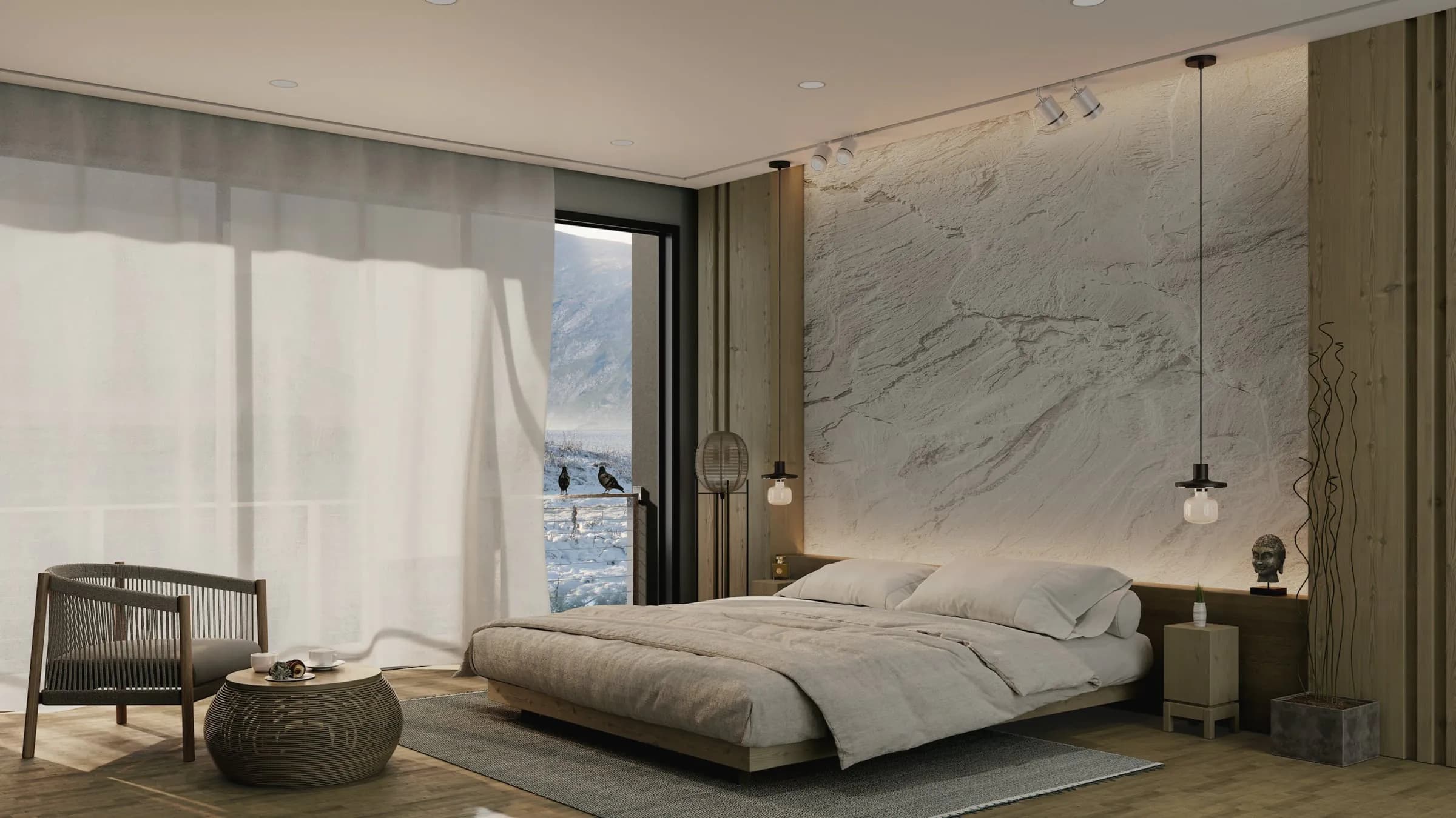 Suite parentale avec mur en marbre