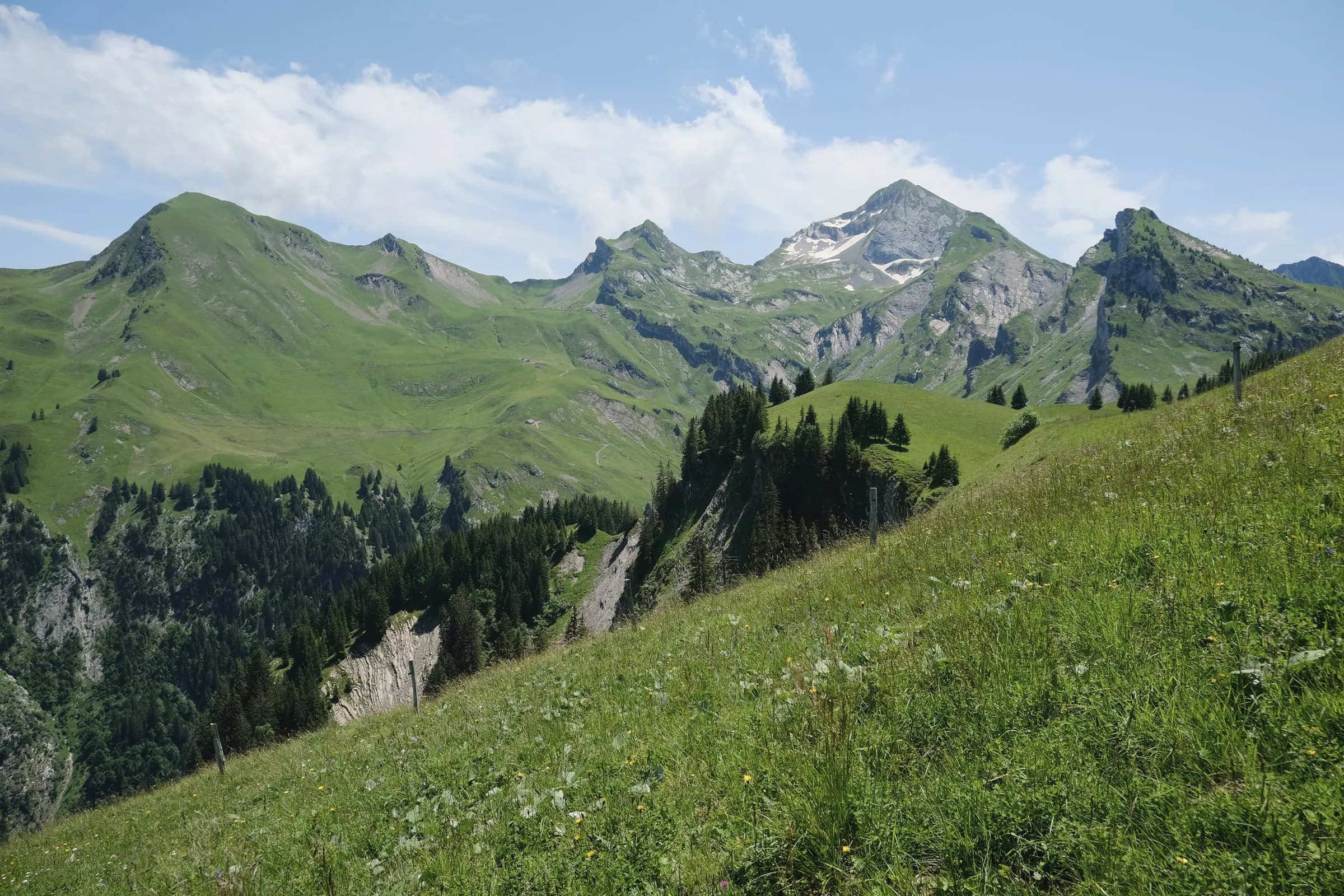 Les crêtes des Aravis au-dessus des alpages de Manigod